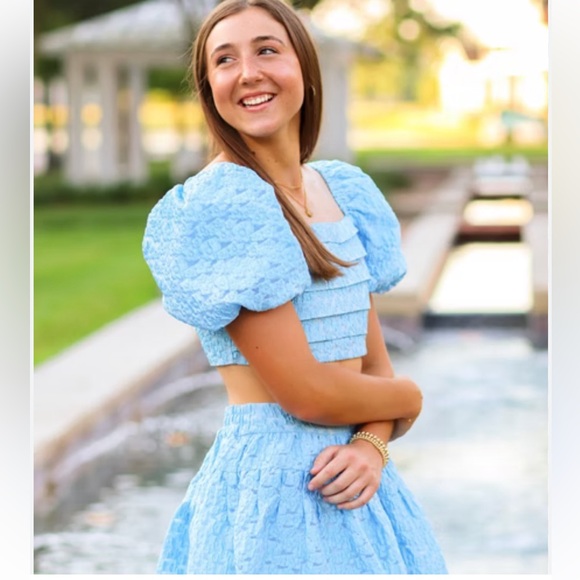 Buddy Love Hyacinth Blue Cutie Crop & Skirt Set Women’s Large - Picture 2 of 9